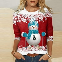 Božićne košulje za božićne s rukave za žene labave lagane pulover vrhove pada zimskih dukseva