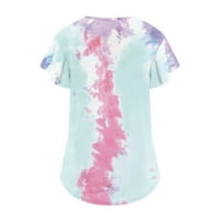 Cacommmark Pi ženske majice čišćenje Žene okrugli izrez ruffle bluza smiješan tiskani kratki rukav majica