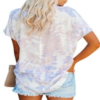 Ženska kratka rukava Tie Dye majica V-izrez Loose Tee Summer casual top bluza