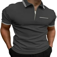 Avamo Muškarci Ljetni vrhovi rever vrat Polo majica Zipper T majica Ležerne prilike, Classic Fit Teniski bluza Khaki 2xl