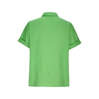 Ženski vrhovi Caveitl, modni ženski kauzalni gumb čvrsto bluza majica kratkih rukava Ljetni vrhovi zeleni,
