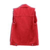 Hanzidakd prsluk labav jakna Camis top tenk 3xl crvena čvrsta boja Boja ženska vježbanje vrhova traper