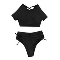 Ženski ljetni set čvrstog kupaćih kupaćih kupaćih kostima Skraćene hlače Žene Dugi plivanje Vrhovi Žene