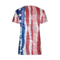 Aufmer Clearsance Patriotske majice za žene Activewear Američka zastava, modni ženski srednji rukav