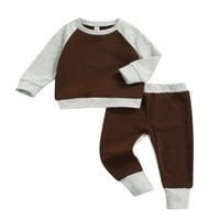Toddler Kids Baby Girl Boy Fall Outfits Dugi rukav Bolovni blok Pulover Majica + Elastične hlače Odjeća