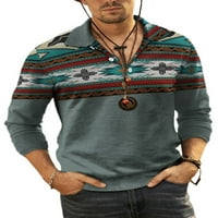 LUMENTO MAN Polo majica rever na vratu Bluza s dugim rukavima Casual TEE Geometrijska majica Style-J 4XL