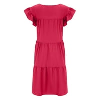 Ljetne haljine za žene plus veličine Slatki slatki V izrez Mini sa džepom kratkih rukava s rukavima