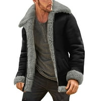 ManXivoo jakne za muškarce jesen zima plus veličine zimski kaput rever ovratnik kožna jakna vintage zgušnjava kaput ovčja jakna zima za muškarce sive