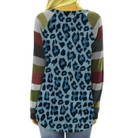 Žene padajući dugi rukav Dressy casual majice Leopard Blok Blok Bloke za tajice Tunički pulover Dukseri