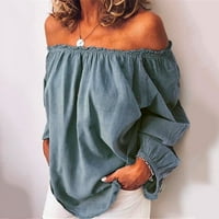 Puawkoer ženska bluza s ramena casual rukava majica veličine ramena Veličina Ljeto Loose Ruffle Top