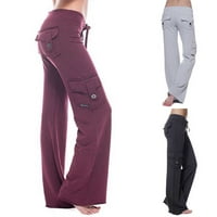 Fule Womens Ležerne prilike sa malim strukom Džepne hlače Solidne joge pantalone rastezanje dna