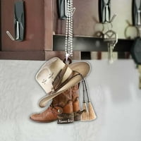 Julam Cowboy Boots Hangings Ornament Car Stražnji pogled Zrcal Privjesak akril sadglaste sa veslanjem