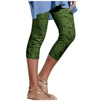 Symoid Plus size ženske pantalone za žensku torbe kapriinirano casual potez na klirensu zelene obrezirane