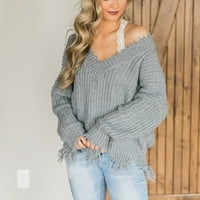 Vivianyo HD džemperi za žene Clearence Plus Veličina Žene Ležerne prilike Pleteni pulover Duks s dugim