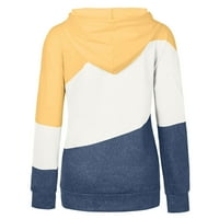 Prevelika dukserica za hoodie za ženske patchwork print dugih rukava sa kapuljačom, pulover povremenog