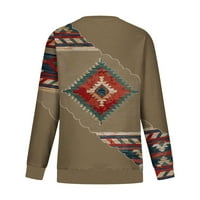 Navijači za brisanje etničkih dukseva za žene labavo Fit Western Aztec ispisana bluza sa puloverom haubu