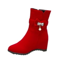 KETYYH-CHN WOMENS COTHES MID CALF čizme za klizanje na dnevnim žetvu cipele na petu Crvene, 42