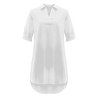 Ženske haljine s kratkim rukavima ljetna majica casual haljina bijela l
