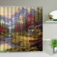 Vodootporni tuš za zavjese Retro ulje slikarska pejzažna kupatila vrt vrtna vodopad scenografija kupatilo dekor poliesterski tkanini