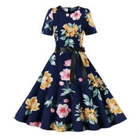 Ljetna haljina za prodaju za žene za žene s kratkim rukavima za tisak cvjetnog uzorka Vrat za čamac