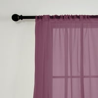 Gooye Tie-up Crat Window Curacy Voile Scarf Scarf Tulle Cafe Tier Sheer Polovina prozora Drape Purple