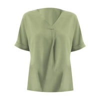 Solid Color Top Šifon V izrez Labava modna Ležerna košulja Plus veličine Tunički vrhovi za žene plus