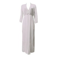 Duge bohemijske haljine za žene Solid Boja dugih rukava V-izrez A-line haljina Ležerne prilike ljetna