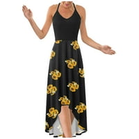 Ženska cvjetna štampa bez rukava s dugim maxi labavom haljinom casual haljina