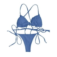 Lolmot bikini set za žene zavoja solidnih brazilskih kupaćih kostima, dvogasti podstavljene tanko za
