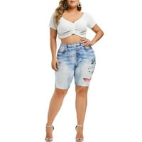Plus veličina Ženska traper izgleda kratke hlače dame Ljeto Stretchy Jeans gamaše