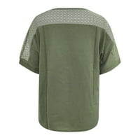 Moonker Womens majice za žene izrez kratki rukav izdubljeni izdubljena majica od pune bluze TOP Ljeto