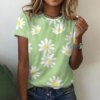 Ženska ljetna majica Crew izrez cvjetni bluza s kratkim rukavima Green 3xl