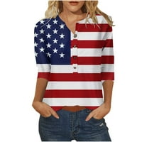 Zodggu Ljeto Želno Neovisnosti Bluze Tunic Tops Kratki rukav Žene Do Patriotske zvijezde Sjedinjene