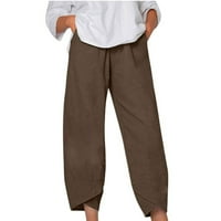 WHLBF Hlače za klirens Žene Ležerne prilike čvrste hlače Udobni elastični casual visoki struk