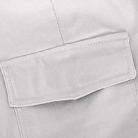 Hlače za žene Trendi ženske teretne hlače Čvrsto boje čipke labave multi džepne casual hlače bijeli