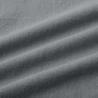 Muška ljetna posteljina labav štand ovratnik čvrsta boja majica kratkih rukava majica