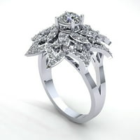 Originalni 0,75ct okrugli rez Diamond Dame Flower Solitaire Godišnji angažman prsten od 18k ruža, bijelo