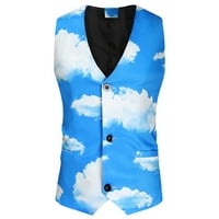 Loyisvidion Novi trend lično odijelo za ispis casual muškog prsluka nebesko plavo 8