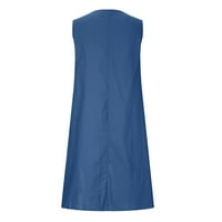 Ležerne ljetne haljine za žene plus veličine haljine bluza za izrez za vrat reljefne plave s