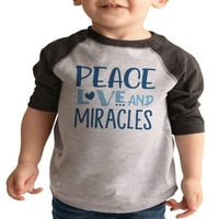 Deca Ate Odjeća Happy Hanukkah majice - mir ljubav i čuda - mjeseci sive majice