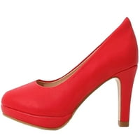 Ženske pumpe Mid Heels okrugli prsti minimalna platforma visoke potpetice Bridal vjenčanica maturalne haljine crvene 4.5us