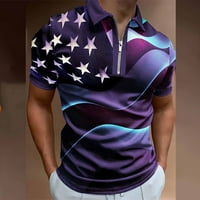 Polo majice za muškarce modni labav rever patent 3D digitalni tisak Dan neovisnosti 4. srpnja TEE majica