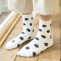 Dyfzdhu ženske zimske čarape Casual Dot Print Mid Tube Socks zadebljane termalne čarape za posade