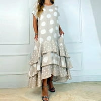 Clearsance Ljetne haljine za žene okrugli dekolte, temperament srednjeg duljina A-line cvjetni kratki