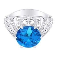 Carat okrugli oblik simulirani plavi Topaz Solitaire Angažman prsten 14K čvrsto bijelo zlato Veličina-10