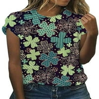 Niuer majica za ženska majica posade kratkih rukava Ljetni vrhovi labav tunik bluza cvjetni print pulover