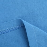 Žene Ležerne prilike pune pamučne posteljine elastične struke vučne hlače s dugim širokim nogama plavim