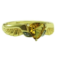 Carillon Gold Fining Trillion Citrine Sterling Srebrna pasijans Ženski prsten