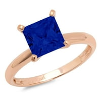 3.0ct princeze simulirani plavi safir 18K ružičasto zlatne obljetnice za angažman prsten veličine 9