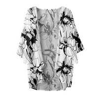 Žene Ljeto cvjetni print Lightweight Chiffon Kimono Cardigan Loot Fit Ležerne prilike na listu Kratka